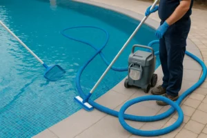 تنظيف احترافي للمسابح باستخدام معدات حديثة – شركة لارا كلين في الصاروج