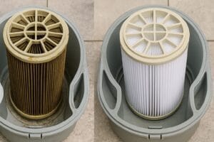 مقارنة فلاتر مسبح قبل وبعد خدمة لارا كلين