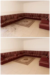 "صورة قبل وبعد تنظيف المجلس"